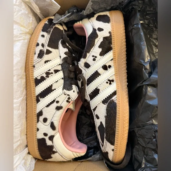 ADIDAS SAMBA OG Cow Print size 7.5 Women Sneakers Animal Print Gum Sole NWT - Picture 5 of 15